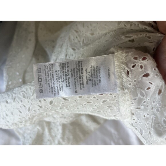Madewell Tie-Front Top in Eyelet White Size XL Beachy Boho Cotton Vacation - Picture 9 of 9